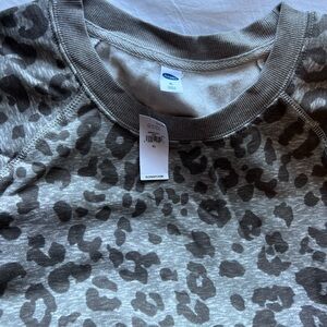 Old Navy Olive & Charcoal Leopard Print Pullover Sweatshirt